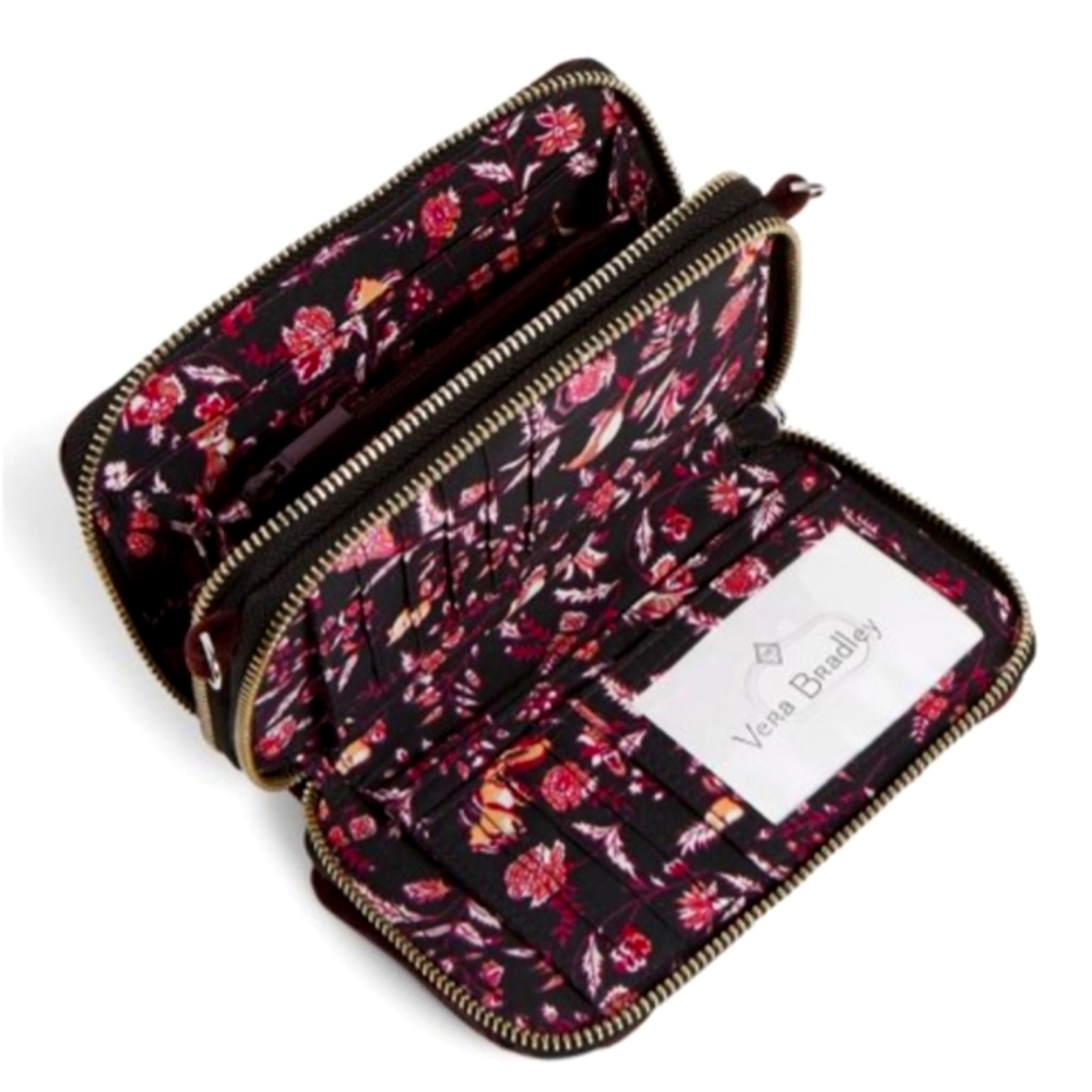 VERA BRADLEY Blackberry Wine Wristlet Wallet Quilted Velvet Organizer